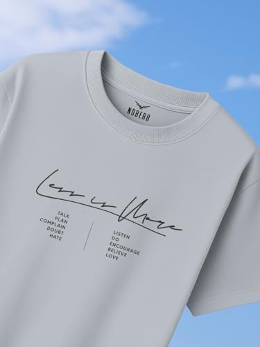 Nobero MenS Cotton Solid Oversized Fit T-Shirt (1M-Twrt-C0681_Grey Melange