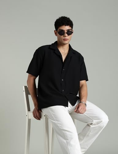 Fyltr MenS Solid Regular Fit Shirt (Fylss25Ms-1318_Jet Black