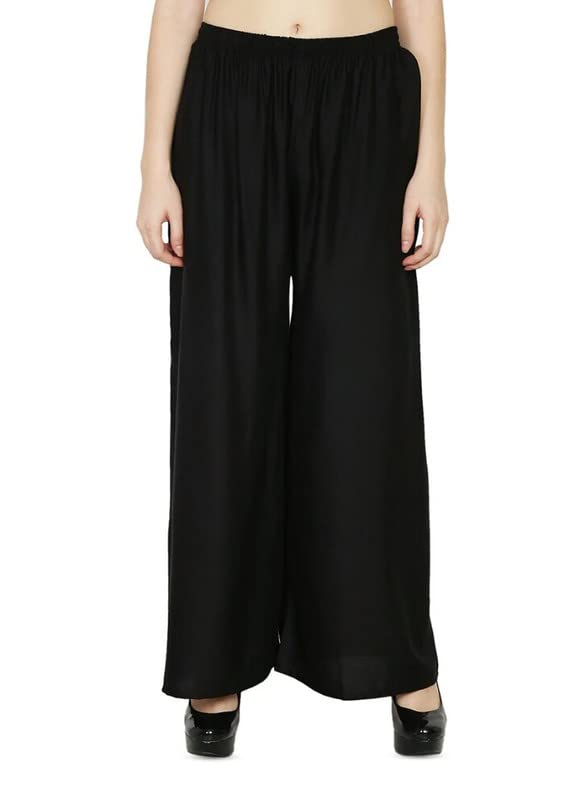 Fashion Gallery WomenS Rayon Relaxed Fit Palazzo Pants With Full Length Pull On Closure And Elasticated Flexible Waist|Palazzo