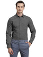 Turtle Men Dark Grey Printed Full Sleeve Slim Fit 100% Cotton Formal Shirt