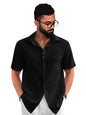 PinkMint Popcorn Shirt for Men ll Textured Shirts for Men ll Stylish Half Sleeve Shirt ll Goa Wear ll Regular Fit Shirt Black