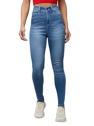 Dolce Crudo WomenS Super Skinny High Rise Regular Length Stretchable Shaping Denim Jeans (Doaw18Den02-76-167-34, Powder Blue, 34