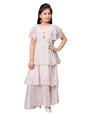 Aarika Girls White Colour Floral Print Georgette Girls Dress (7-16 Years)