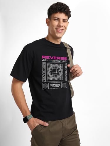 Nobero MenS Solid Oversized Fit T-Shirt (1M-Twrt-C0730_Black