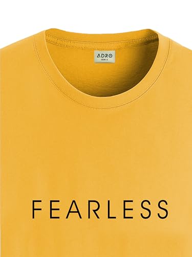 ADRO Men's Solid Regular Fit T-Shirt (RN24-FRL-MU_Mustard