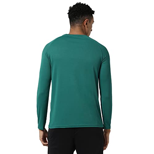 Campus Sutra Mens Green Printed Dri-Fit Long Sleeve Regular Fit Activewear T-Shirt for Casual Wear | Modern Clothing T-Shirt Cr