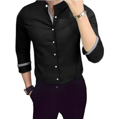 Tee Projekt Mens Shirt Solid Cotton Long Sleeve Button Down Beach l Office l Home (Pack of 1)