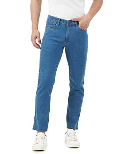 INKD Mens Contrast Stitch Stretchable Regular Fit Jeans