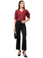 Style Quotient Women Solid Maroon Polycotton Formal Top