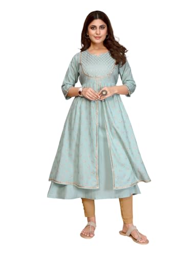 rangita Rayon Flared Embellished Calf Length Kurti | Kurta for Women
