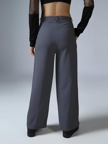 Leriya Fashion WomenS High Waist Wide Leg Trousers Grey