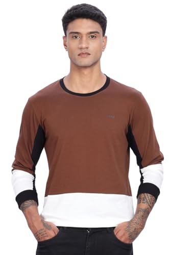 ADRO Men Full Sleeve T-Shirt | Premium Cotton Tshirt for Men|Casual Fashion Relaxed Fit Full Sleeve Round Neck Tshirt|FR24-BRWS-