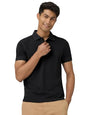 XYXX Mens Cotton Solid Regular Fit Shirt (XY_CR14_Polo Tshirt_1_Black