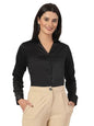 Style Quotient Women Solid Black Satin Regular Fit Formal Shirt