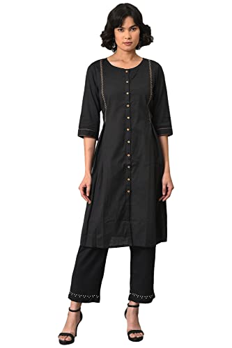 W for Woman Women's Cotton Blend Solid Kurta & Straight Pant