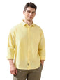 Dennis Lingo Men Panna Cotta Solid Spread Collar Full Sleeves Regular Fit Shirts Yellow