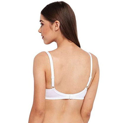 Enamor A042 Side Support Shaper Stretch Cotton Everyday Bra - Non-Padded, Wire-Free & High Coverage White