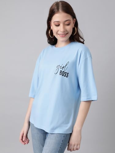 KOTTY Womens Cotton Blend Printed Oversized T-Shirts