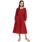 Fabindia Women Cotton Beaded Short Dress Maroon_Xs