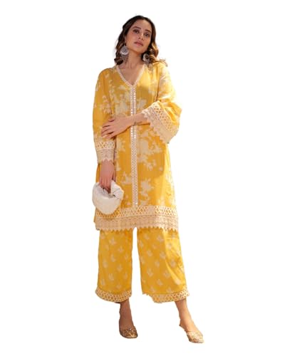 LookMark Women's Cotton Blend Kurta and Pant-Suitable for Every Indian Occasion