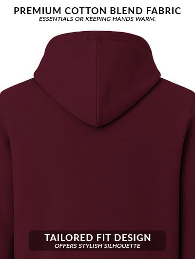 ADRO Mens Cotton Neck Hooded Sweatshirt (ZH24-PLN-MR_Maroon