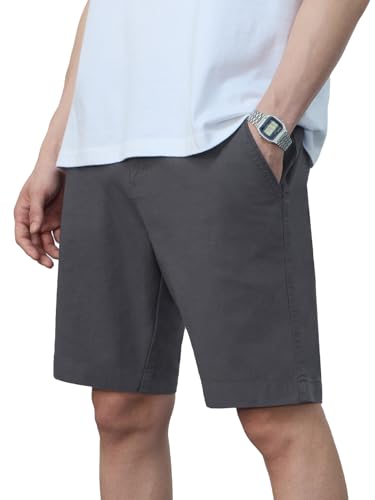 The Souled Store Chino Shorts: Storm Grey Men and Boys Buttoned Solid Regular Fit Knee Length Cotton Blend Chino Shorts