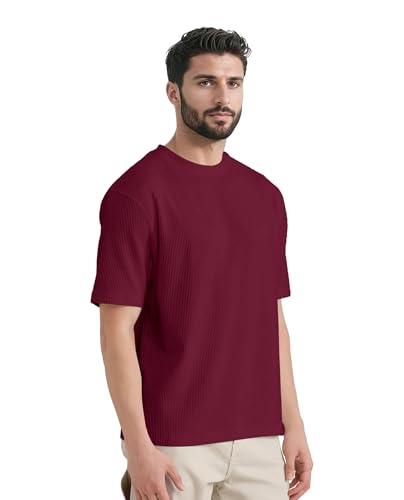 Greciilooks MenS Regular Fit T-Shirt (Gl-Mt-1178_Maroon
