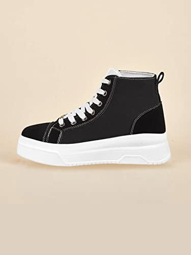 Shoetopia WomenS Canvas Sneakers | Light Weight & Comfortable With Cushioned Footbed | Stylish Shoe Sneakers For Women Black-Eu