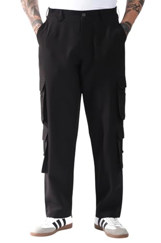 Hubberholme Men Solid Relaxed Fit Mid-Rise Korean Trousers 19 Black