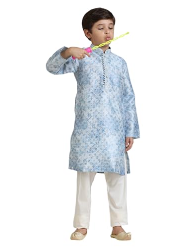 Manyavar Boys Art Silk Printed Kurta Pyjama Set (2Pcs)(4-5 Years)