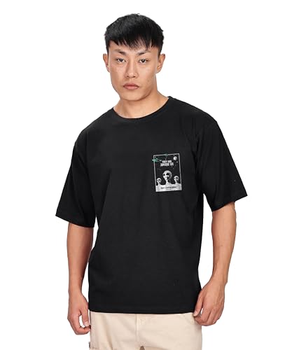 KYDA Mens Oversized 100% Cotton Round Neck Front and Back Printed Tshirt (Pack of 1)