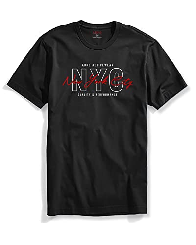 ADRO Mens NYC Cotton T-Shirt (RN22-03-NYC-BL_Black_XL)
