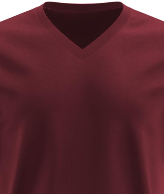 ADRO Mens V Neck T-Shirt|100% Combed Cotton T-Shirt|V-Neck Half Sleeve T-Shirt|VN24-M-PLN-MR
