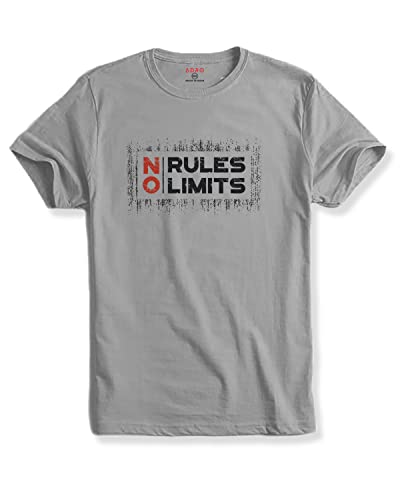 ADRO No Rules No Limits Mens Printed T-Shirt (RNR-M-LIM-GR_Grey_XL)