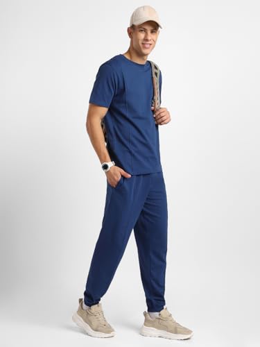 Nobero Navy Blue Hwak Co-Ord Set For Men | Super Soft And Comfortable Coord Set | Track Pants With Drawstring Waist For Perfect