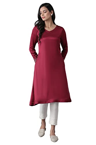 W for Woman Women V-Neck Kurta Solid 42 L Full SLV