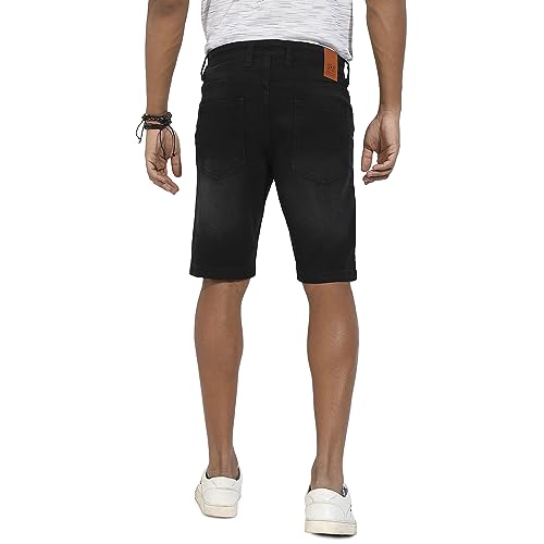 Campus Sutra Mens Boyfriend Shorts (CBSSSM23JN_SHORT56_M_PLN_BL_Black