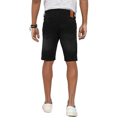 Campus Sutra Mens Boyfriend Shorts (CBSSSM23JN_SHORT56_M_PLN_BL_Black