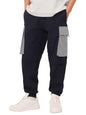 The Souled Store Solids: Navy Blue and Grey Men and Boys Drawstringed Baggy Fit Cargo Joggers