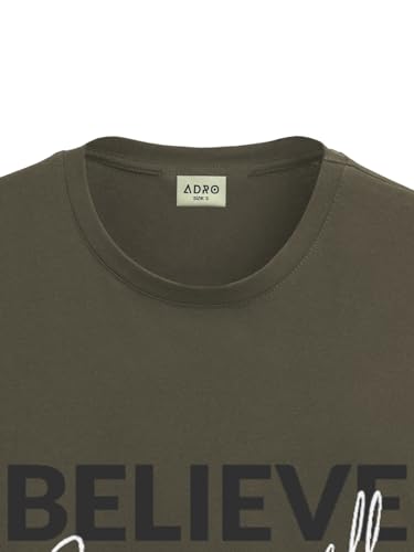 ADRO Men's Solid Regular Fit T-Shirt (RN24-INV-OL_Olive