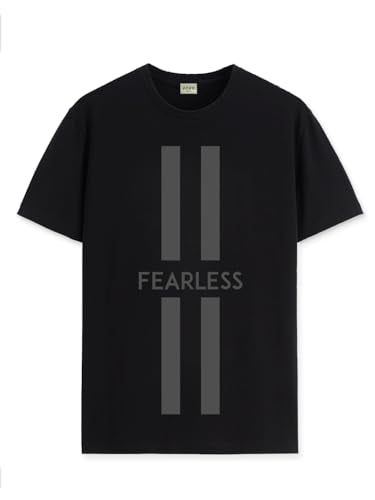 ADRO Mens Fearless Printed Cotton T-Shirt_RN24-L2-FRLS-BL-XL Black