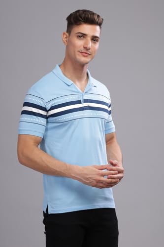 ADRO Men's Solid Regular Fit Polo Shirt (PNOP24-L1-SKNBWH_Sky Blue