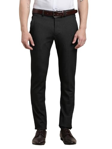 Turtle Men Knitted Slim Fit Dobby Dark Grey Flat Front Party Trouser || Pant || MenS Trouser