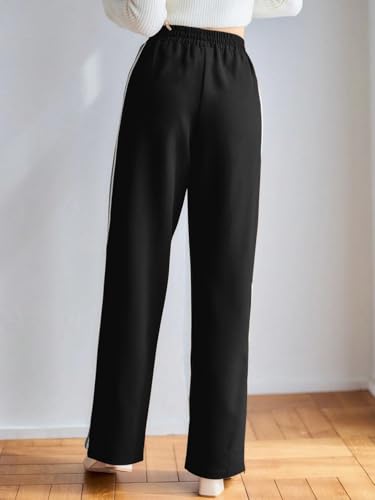 Greciilooks WomenS Relaxed Fit High Rise High-Waist Korean Style Trousers | Elegant Pants | Stylish Formal & Casual Wear Black