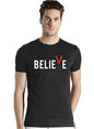 ADRO Men's Believe Design Printed T-Shirt (L, Black)