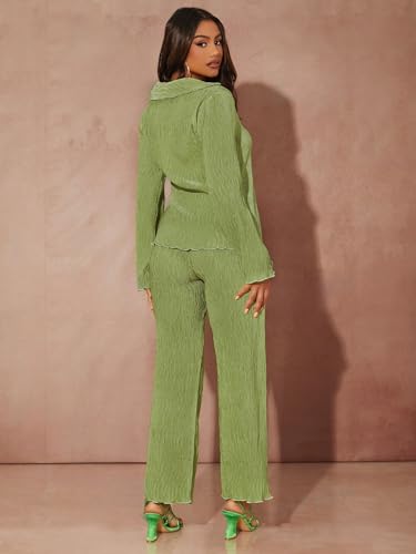 GRECIILOOKS Poly Cotton Casual Standard Length Stylish | Textured Travel for Full Sleeve Women Co-ord Set (GL-W1912&TR941_Lime G