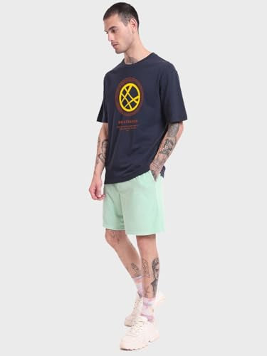 Bewakoof Mens Doctor Strange Graphic Print 100% Cotton T-Shirt- Oversized Fit, Round Neck, Half Sleeves Blue