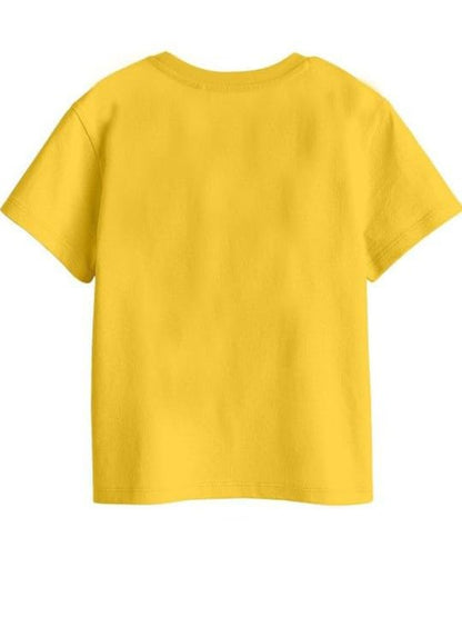 Bon Organik Girls Printed Pure Cotton Applique T-Shirt Yellow
