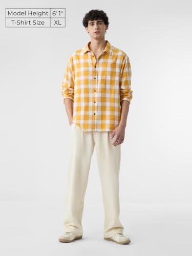 The Souled Store Plaid: Amber Gold Men Relaxed Shirts