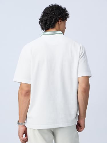 The Souled Store Peanuts: Snoopy Men and Boys Short Sleeves Collared Neck Embroidery Cotton Blend Oversized Polos